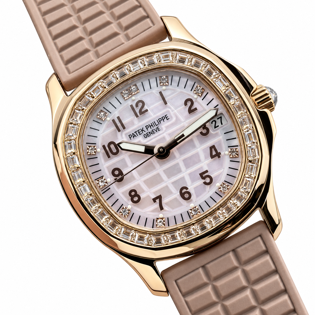 Patek Philippe Rose Gold Aquanaut Luce Diamond Bezel Nude Strap