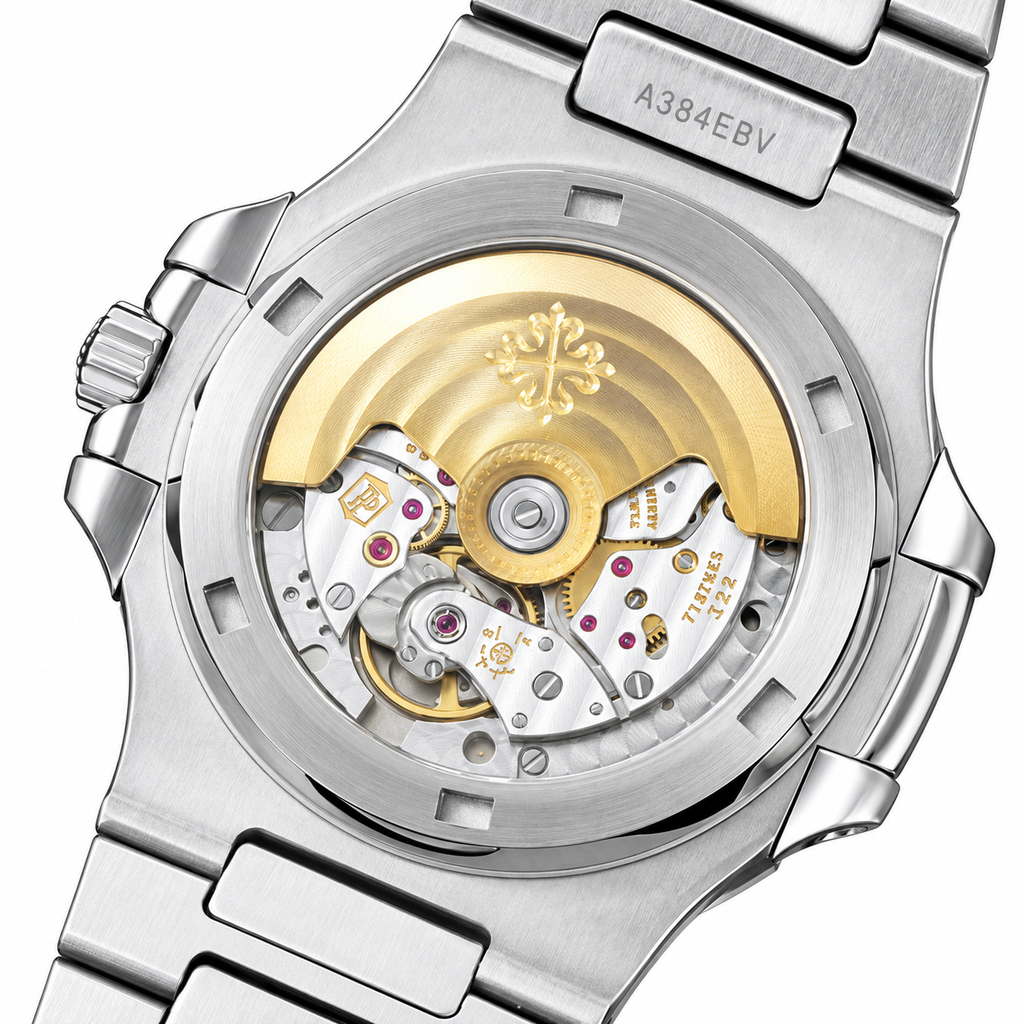 Patek Philippe Nautilus Steel Pink Sapphire Baguette Bezel Black Dial 40mm