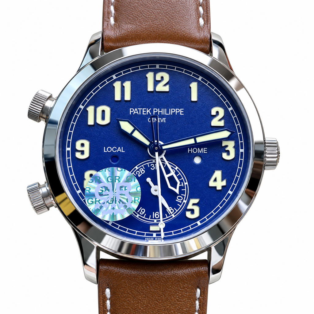 Patek Philippe Calatrava Pilot Travel Time 42mm Steel Blue Dial Dual Time Zone