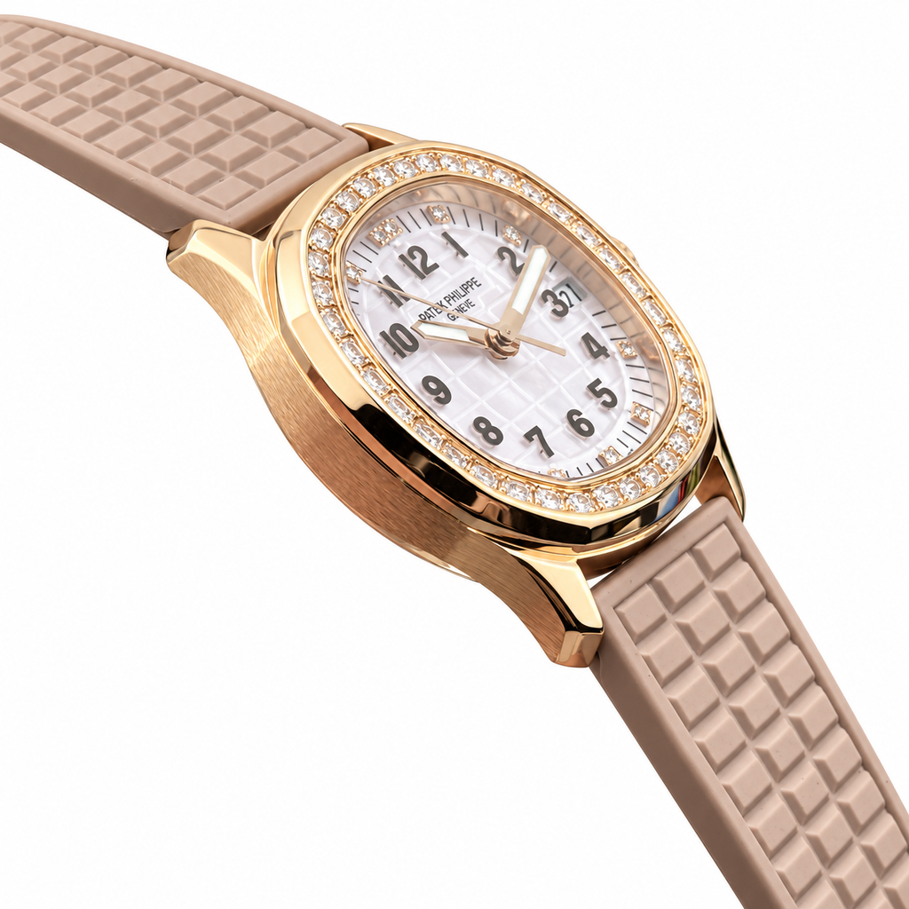 Patek Philippe Rose Gold Aquanaut Luce Diamond Bezel Nude Strap