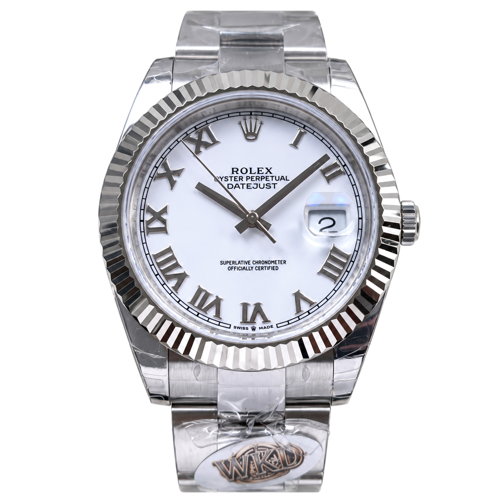Rolex Steel Datejust White Roman Dial Watch