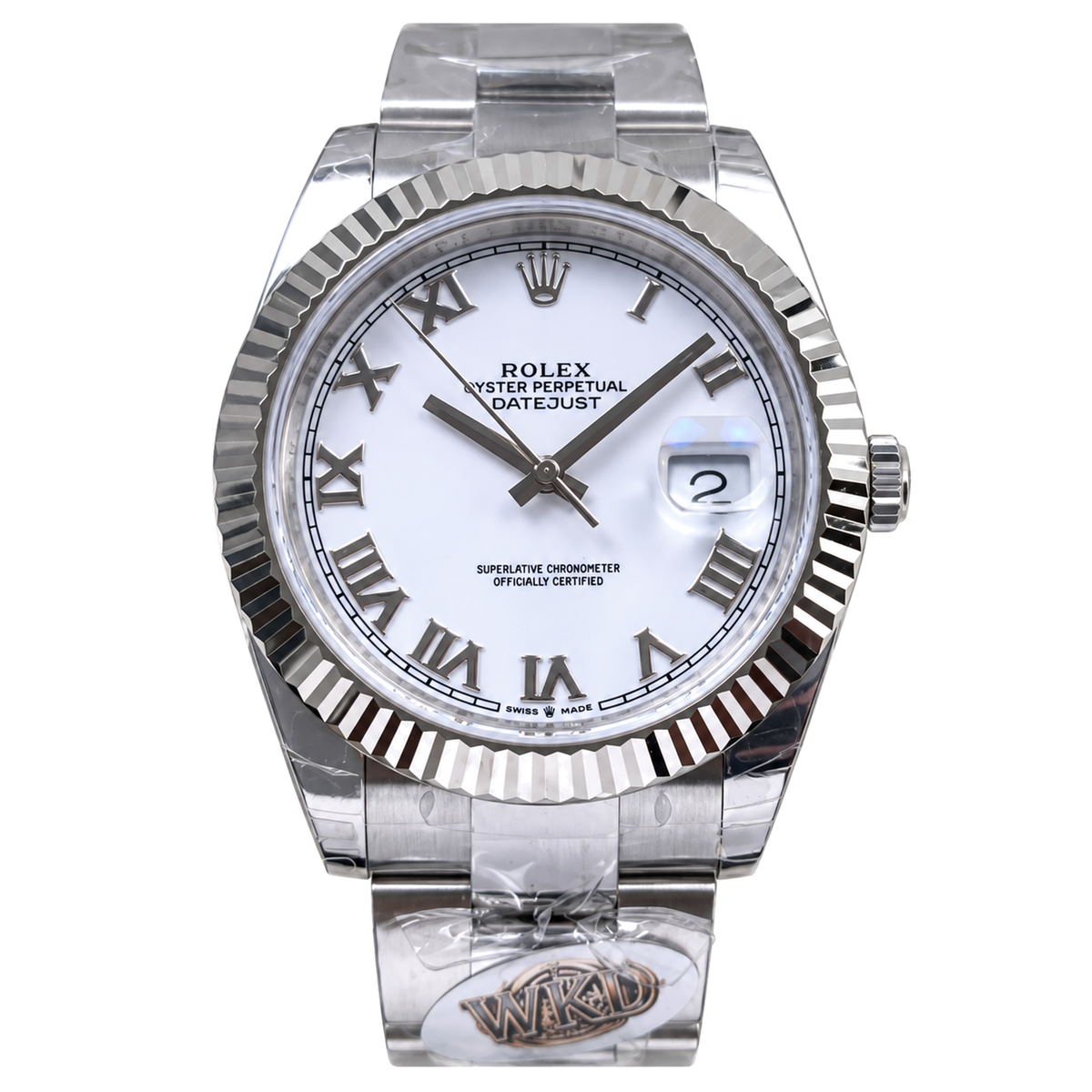 Rolex Steel Datejust White Roman Dial Watch