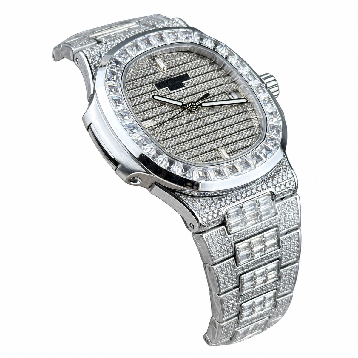 Patek Philippe White Gold Nautilus Full Diamond Iced Out Bracelet