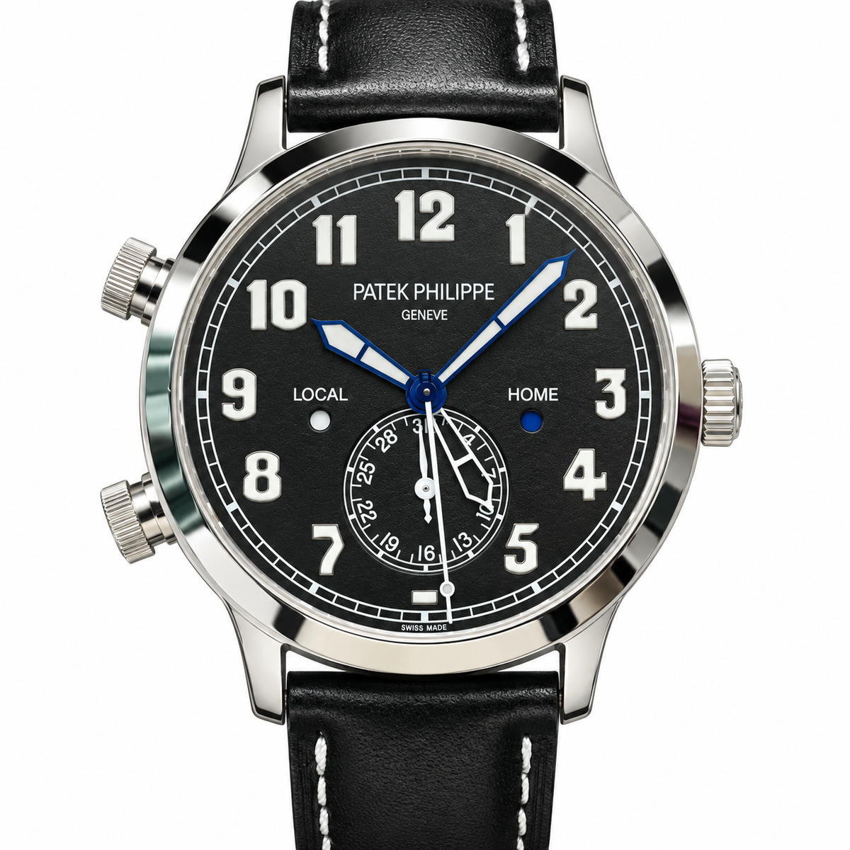 Patek Philippe Calatrava Pilot Travel Time 42mm Steel Black Dial Dual Time Zone