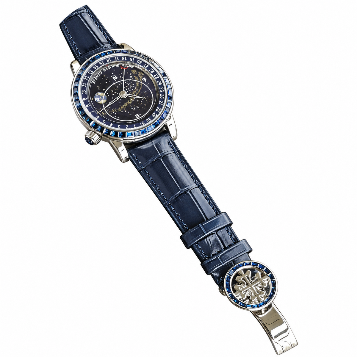 Patek Philippe White Gold Sky Moon Celestial Blue Dial Sapphire Bezel
