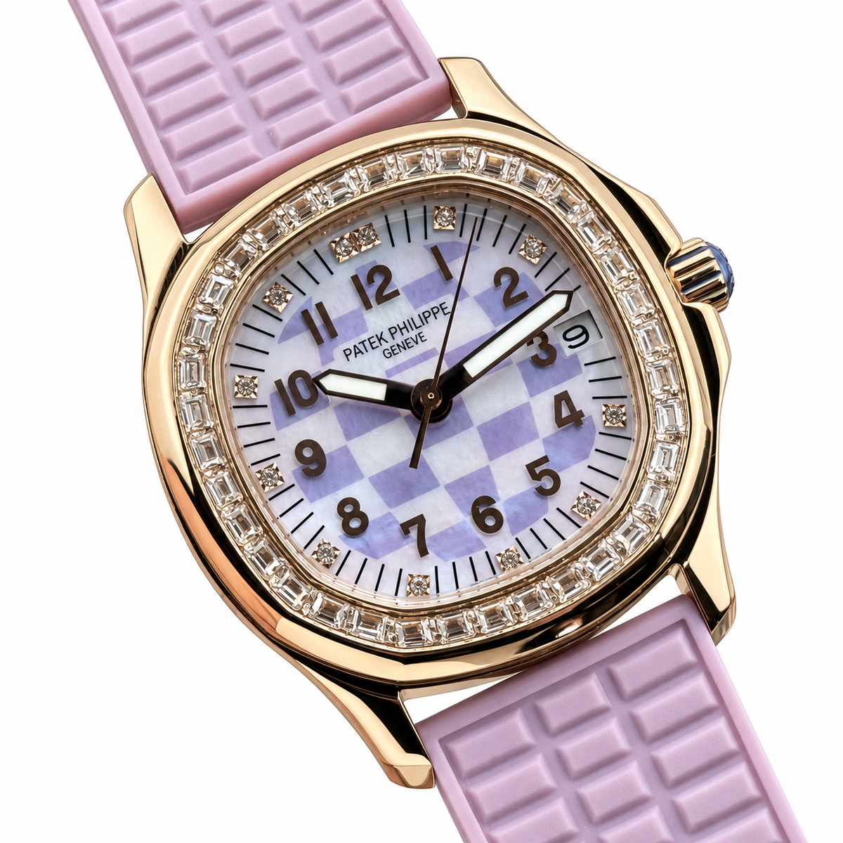Patek Philippe Rose Gold Aquanaut Luce Diamond Bezel Pink Strap
