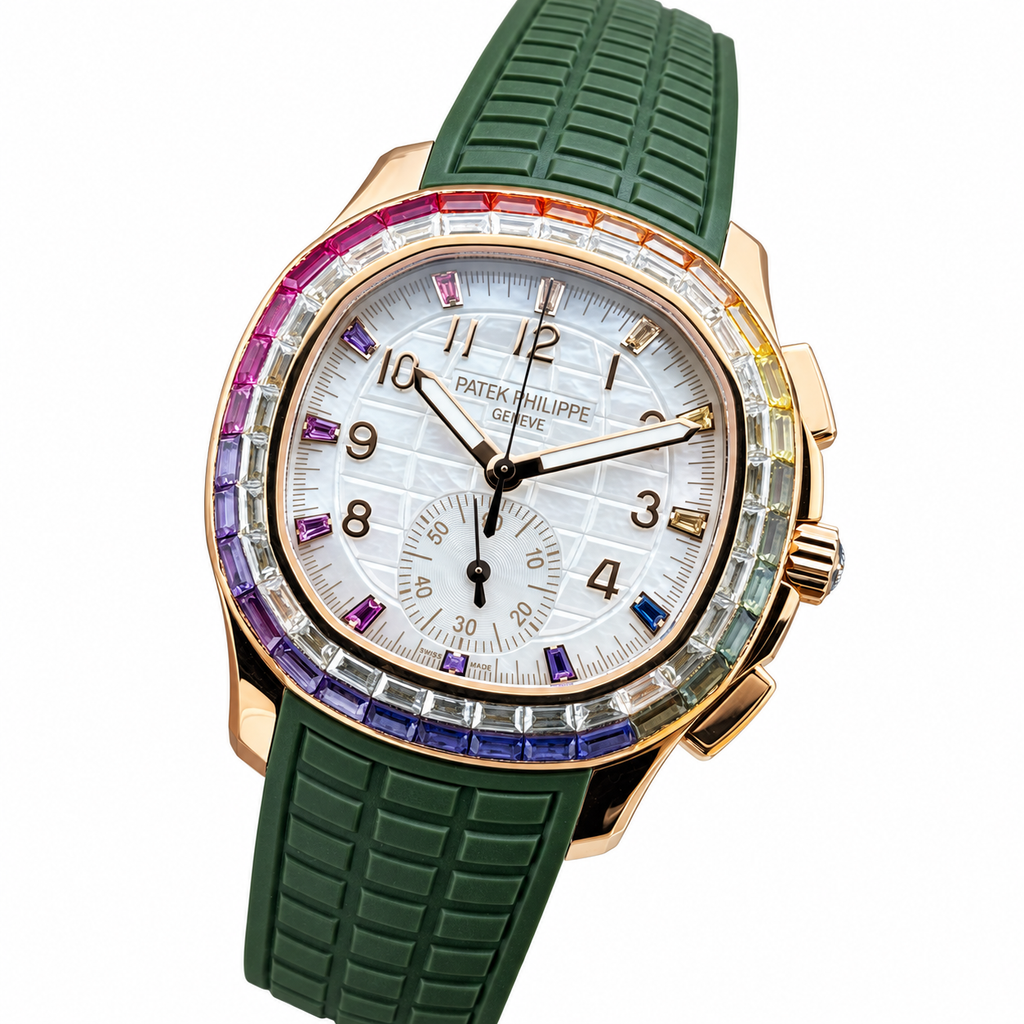 Patek Philippe Rose Gold Aquanaut Chronograph Rainbow Green