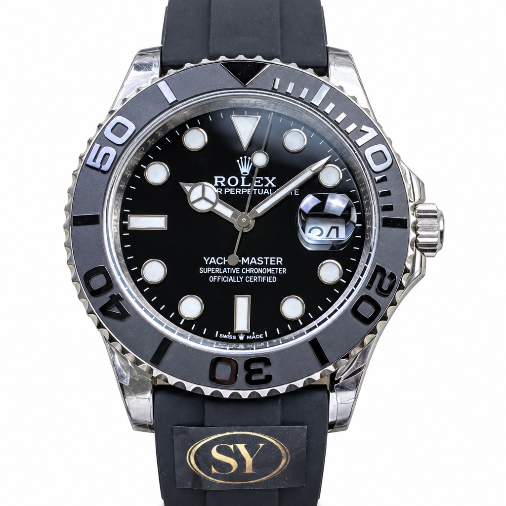Rolex White Gold Yacht-Master Black Watch