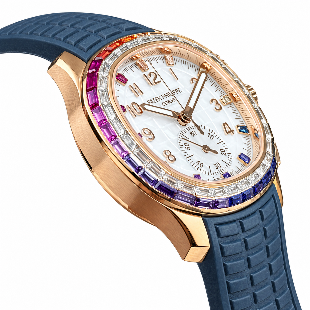 Patek Philippe Rose Gold Aquanaut Chronograph Rainbow Blue
