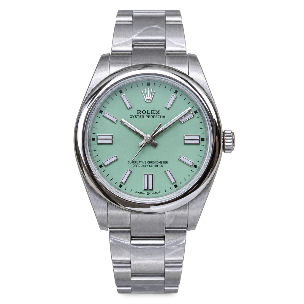 Rolex Steel Oyster Perpetual Mint Green Watch