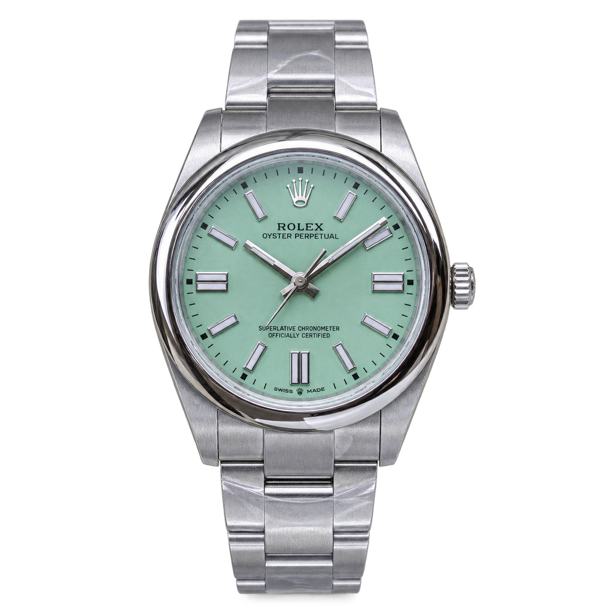 Rolex Steel Oyster Perpetual Mint Green Watch