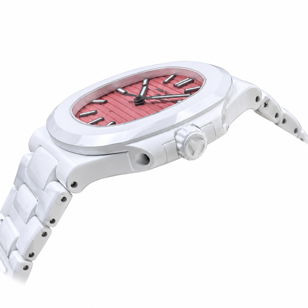 Patek Philippe White Ceramic Nautilus Salmon Pink Dial