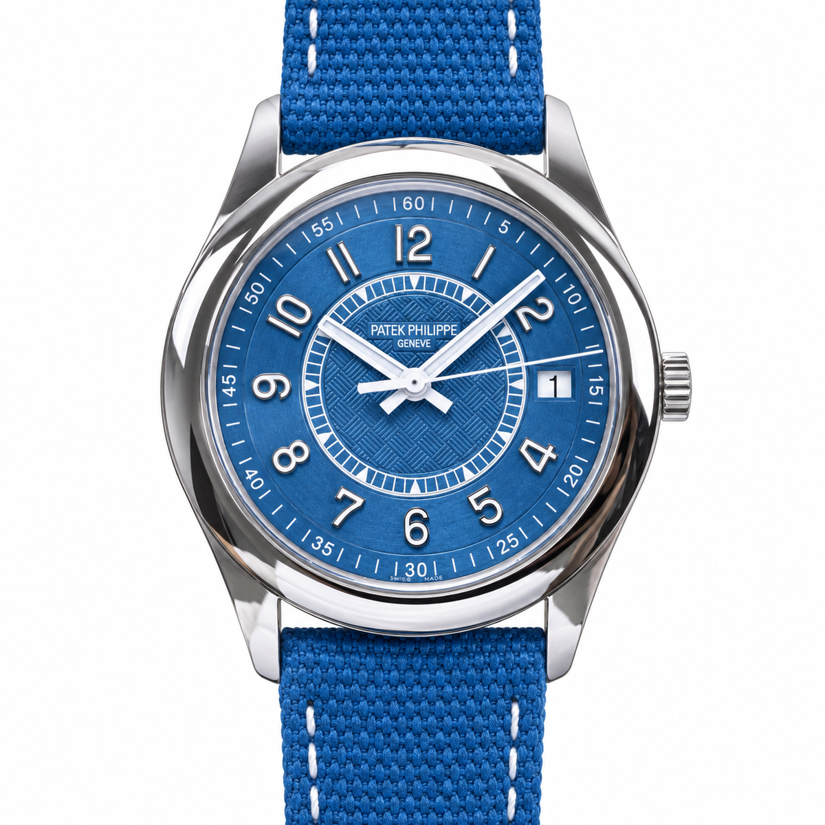 Patek Philippe Calatrava Date 40mm Steel Blue Dial NATO Strap