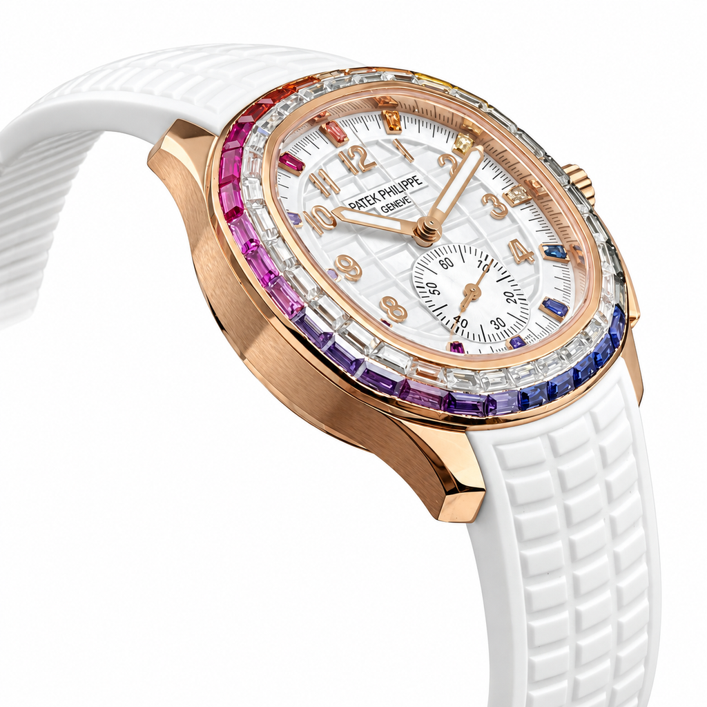 Patek Philippe Rose Gold Aquanaut Chronograph Rainbow White