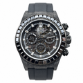 Rolex DiW Daytona Black Carbon Baguette Skeleton Watch