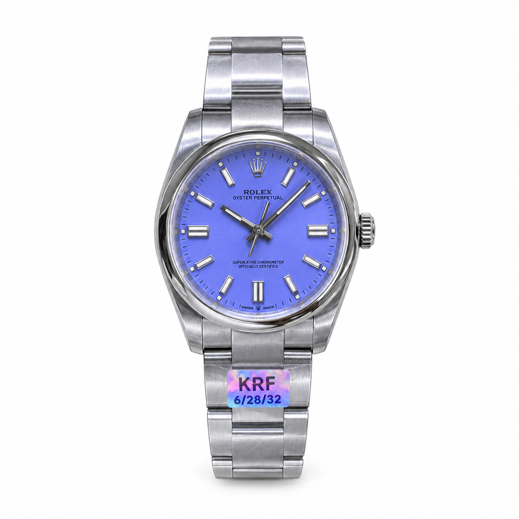 Rolex Steel Oyster Perpetual Cornflower Blue Watch